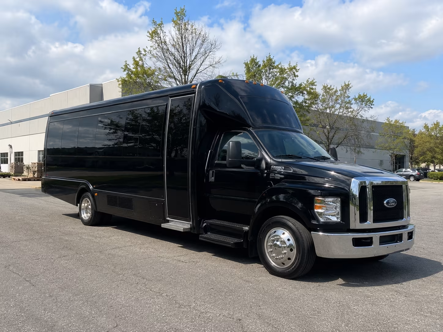 Passenger seating aboard a party bus rental serving North Charleston