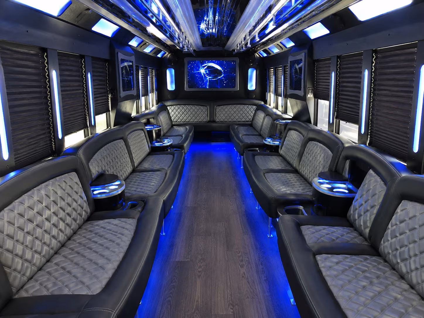 North Charleston Birthday, Sweet 16, & Quinceañera Transportation party bus exterior