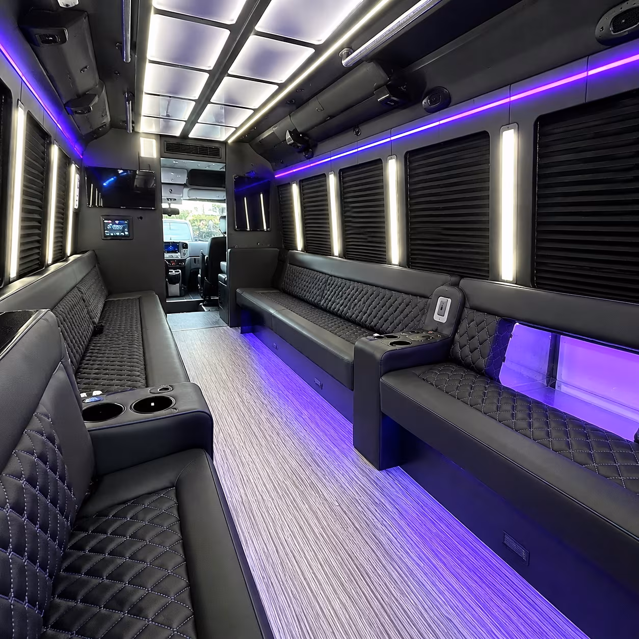 North Charleston Birthday, Sweet 16, & Quinceañera Transportation party bus interior