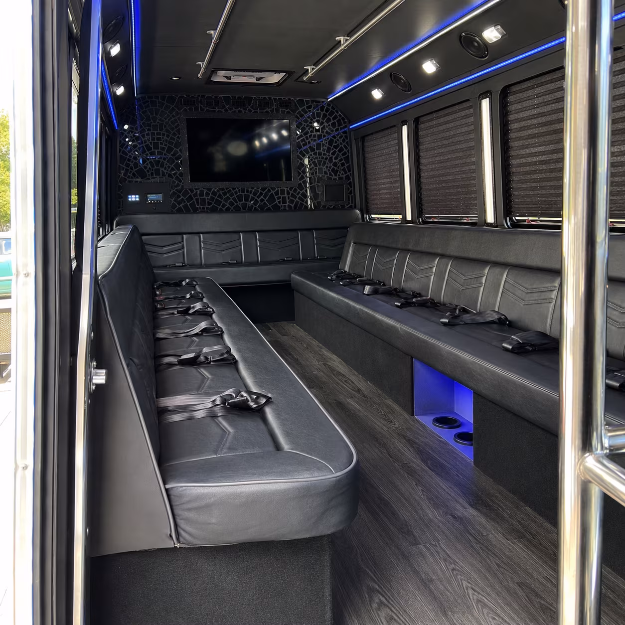 North Charleston Sporting Event Transportation party bus exterior