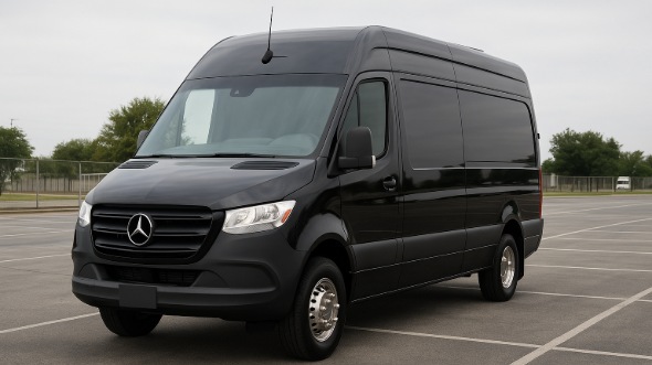 Exterior of Charter Bus Company Savannah's 14 Passenger Sprinter Limousine in Savannah