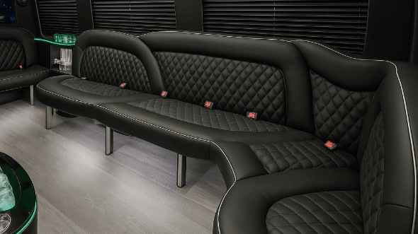 Interior of Charter Bus Company Augusta's 15 Passenger Party Bus in Augusta