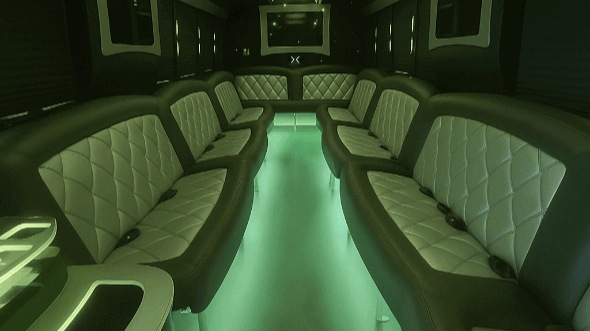 Interior of North Charleston Party Bus Company's 20 Passenger Party Bus in North Charleston