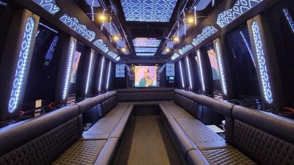 Interior of Charter Bus Company Rock Hill's 20 Passenger Party Bus in Rock Hill