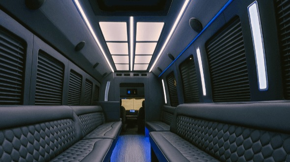 Interior of Charter Bus Company Rock Hill's 25 Passenger Party Bus in Rock Hill