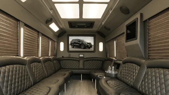 Interior of Charter Bus Company Rock Hill's 28 Passenger Party Bus in Rock Hill