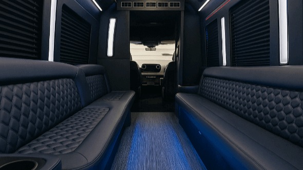 Interior of North Charleston Party Bus Company's 30 Passenger Party Bus in North Charleston