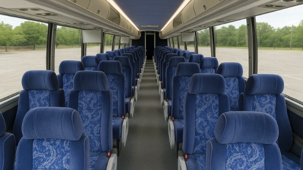 Interior of Charter Bus Company North Charleston's 47 Passenger Charter Bus in North Charleston