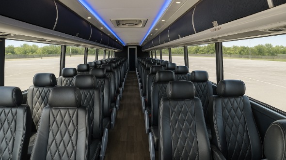 Interior of Charter Bus Company North Charleston's 48 Passenger Charter Bus in North Charleston