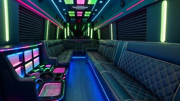 Interior of Charter Bus Company Jacksonville's 50 Passenger Party Bus in Jacksonville