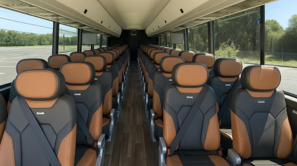 Interior of Charter Bus Company North Charleston's 55 Passenger Charter Bus in North Charleston